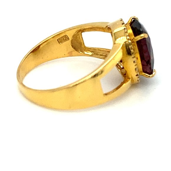 Certified Spinel 3.50ct Diamonds Solid 21K Ring - Picture 4 of 9